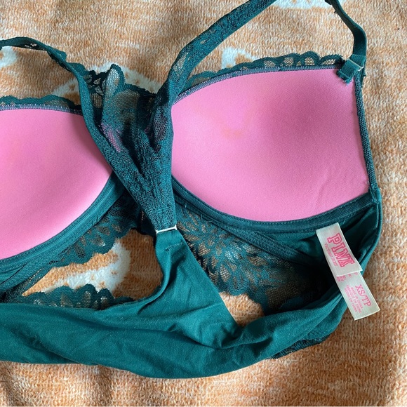 Pink VS Forest Green Lace Push Up - Picture 5 of 6